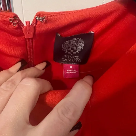 Vince Camuto Red Vintage Style Short Sleeve A-Line Dress - Picture 5 of 8